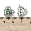 Heart Brass Micro Pave Cubic Zirconia Stud Earrings EJEW-M082-15P-4