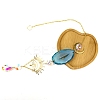 Natural Agate Piece & Metal Evil Eye Moon Hanging Ornaments PW-WG66301-07-2