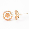 Brass Micro Pave Clear Cubic Zirconia Stud Earrings Findings KK-T062-122G-NF-4