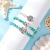 3Pcs 3 Styles Round Glass & Synthetic Turquoise Beads Stretch Bracelets Sets for Women BJEW-JB11654-1