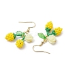 Flower with Cherry 304 Stainless Steel Glass Seed Beads Dangle Earrings EJEW-MZ00419-04-4