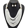 Bohemian Alloy & Resin & Glass Seed Beaded Multilayer Necklaces & Dangle Earrings FS-WG32A45-05-1