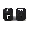20Pcs Black Cube Letter Silicone Beads 12x12x12mm Square Dice Alphabet Beads with 2mm Hole Spacer Loose Letter Beads for Bracelet Necklace Jewelry Making JX433F-3