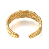 Textured 304 Stainless Steel Open Cuff Ring for Women RJEW-F161-02G-16-3