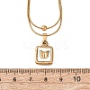 304 Stainless Steel with Natural White Shell Square Disc Pendant Double Layer Necklaces NJEW-K300-06A-G-3