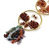 Ring with Butterfly Brass & Chakra Natural Gemstone Chips Pendant Decorations HJEW-Z007-02G-2