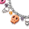 Halloween Skull Dyed Synthetic Turquoise Charm Bracelets BJEW-TA00505-3