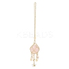Natural Rose Quartz with Rack Plating Brass Pendants Decorations AJEW-B023-01G-06-1
