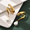 304 Stainless Steel Shell Pearl Stud Earrings for Women EJEW-U051-07G-3