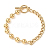 304 Stainless Steel Ball Chain & Cuban Link Chain Bracelets for Women BJEW-V011-02G-1