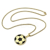 201 Stainless Steel Black Enamel Football Pendant Box Chain Necklaces NJEW-H055-05G-4