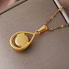Vintage 304 Stainless Steel & Dyed Synthetic Turquoise Teardrop Pendant Necklaces for Women IA9439-5