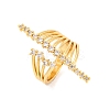 Brass Micro Pave Clear Cubic Zirconia Open Cuff Rings RJEW-U009-08G-03-1