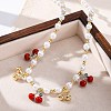 Brass Micro Pave Clear Cubic Zirconia Beaded Necklaces NJEW-Z059-04G-04-6