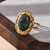 Oval Natural Moss Agate Finger Rings RJEW-M063-01G-07-5