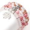4Pcs 4 Style Natural Mixed Gemstone Beaded Stretch Bracelets Set BJEW-JB09263-2