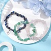 3Pcs 3 Styles Natural Green Aventurine & Rose Quartz & Lapis Lazuli Chips Stretch Bracelets Sets BJEW-JB11076-02-2