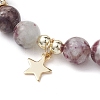 8mm Round Natural Plum Blossom Tourmaline Beaded Stretch Bracelets BJEW-JB10469-01-3