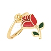 Adjustable Brass Enamel Pendant Finger Rings for Women RJEW-A090-03G-4