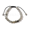 8mm Round Natural Labradorite Braided Bead Bracelets BJEW-C067-01B-14-2