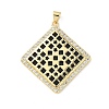 Brass Micro Pave Cubic Zirconia Resin Pendants KK-L239-047G-B-2