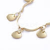 Scallop Shell Shape Brass Charm Bracelets BJEW-JB05218-3