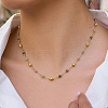 304 Stainless Steel & Natural Gemstone Faceted Rondelle Beads Link Chain Necklaces for Women TY8099-2-2