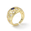 Cubic Zirconia Dome Open Cuff Ring RJEW-P079-09G-01-1