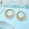 Copper Wire Wrapped Shell Pearl Hoop Earring EJEW-TA00486-2