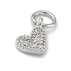 Brass Micro Pave Cubic Zirconia Heart Charms KK-C156-30P-2
