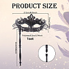 Plastic Rhinestone Masquerade Masks with Alloy Holding Stick AJEW-WH0270-891A-2