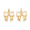 Brass Pave Natural Shell Pendants KK-N257-49G-1