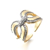 Brass Micro Pave Cubic Zirconia Cuff Rings RJEW-V007-03GP-4