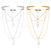 2Pcs 2 Colors Iron Upper Arm Cuff Bangles for Women AJEW-HY0002-62-1