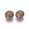Tibetan Style Alloy Flat Round Carved Vortex Beads TIBEB-5437-AB-FF-2