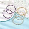 5Pcs 5 Style Natural Amethyst & Brass Beaded Stretch Bracelets Set for Women BJEW-JB09663-01-2