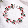 Christmas Glass Link & Charm Bracelets for Women BJEW-JB12626-2