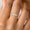 3Pcs Rhombus Zinc Alloy with Crystal Rhinestone Finger Rings FS-WG622CD-03-2