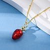 Brass FireBrick Enamel Pendant Necklaces for Women NJEW-K381-08C-G-3