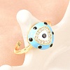 Brass Micro Pave Cubic Zirconia Cuff Open Rings for Women RJEW-K264-16G-01-2