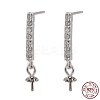 Anti-Tarnish Rhodium Plated 925 Sterling Silver Stud Earring Findings STER-L057-052P-2