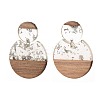Transparent Resin & Walnut Wood Dangle Stud Earrings Sets EJEW-JE04281-4