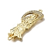 Brass Clear Cubic Zirconia Grim Reaper Connector Charms KK-C090-36G-01-2