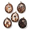 Electroplate Natural Shell Pendants KK-F882-03G-1