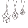3 Pcs 201 Stainless Steel Crystal Stone Cage Pendant Necklaces NJEW-JN04749-1