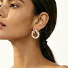 Brass Micro Pave Cubic Zirconia Stud Earrings for Women HC2180-3