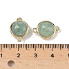 Brass Pave Natural Green Aventurine Faceted Flat Round Connector Charms G-U028-04G-08-3