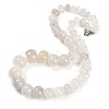 Natural White Agate Rondelle Graduated Beaded Necklaces for Women Men NJEW-K388-02W-1