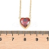 304 Stainless Steel Pave Cubic Zirconia/Glass Heart Pendant Necklaces NJEW-H088-06G-7