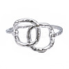 Non-Tarnish 304 Stainless Steel Interlocking Oval Open Cuff Ring RJEW-T023-79P-1